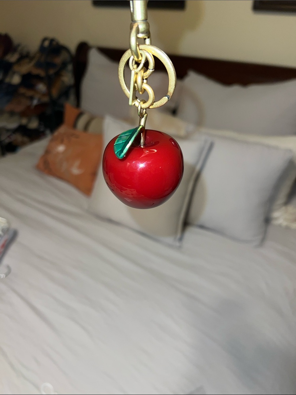 Coach Red Apple Charm with Gold and Green Accents